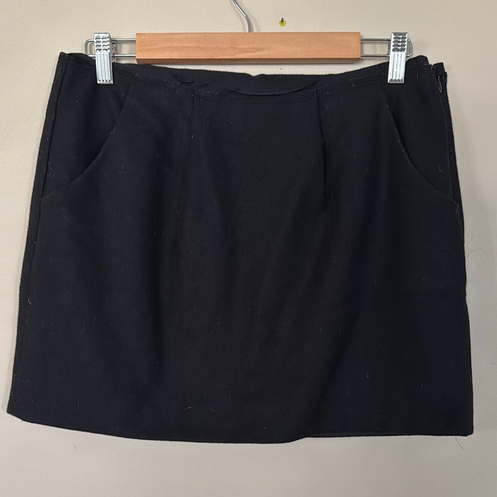J Crew wool black mini skirt